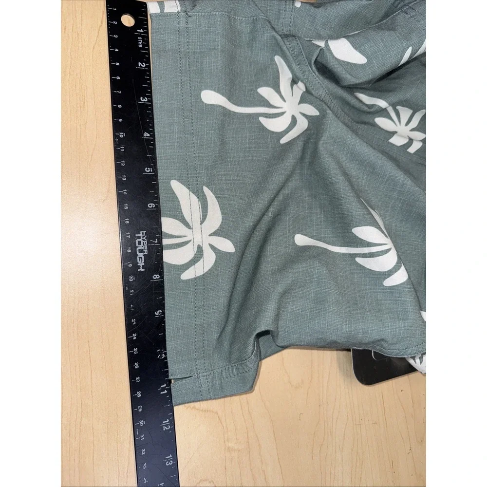RSQ Swim Shorts Mens Medium Palm Print Green Drawstring Surfer Beach Casual